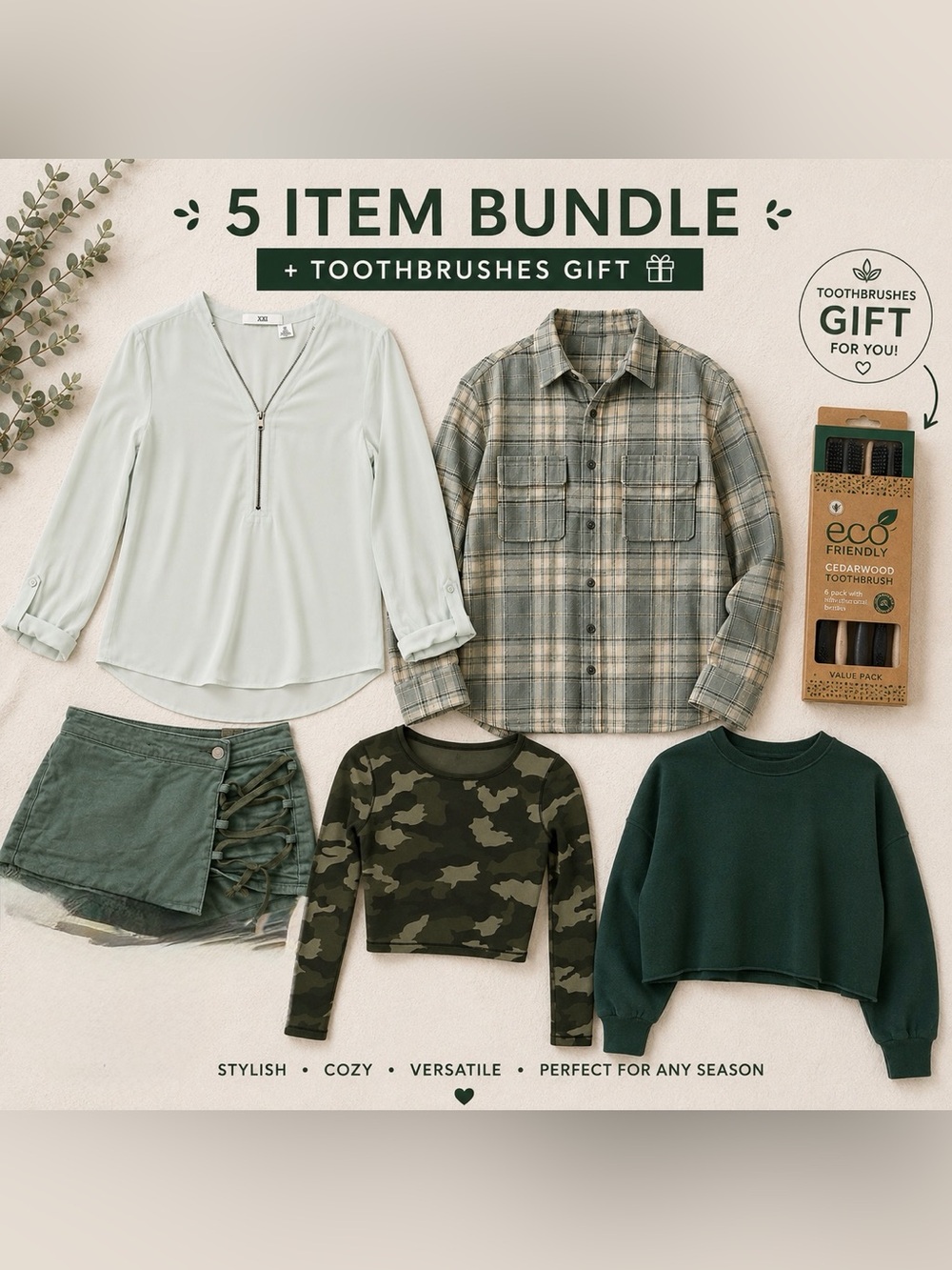 Green Bundle of 5 clothes